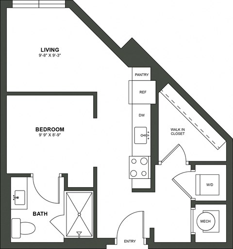 a floor plan of a bedroom apartment